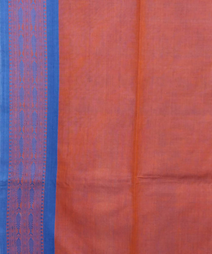 Orange stripe Handspun Handloom Cotton Saree