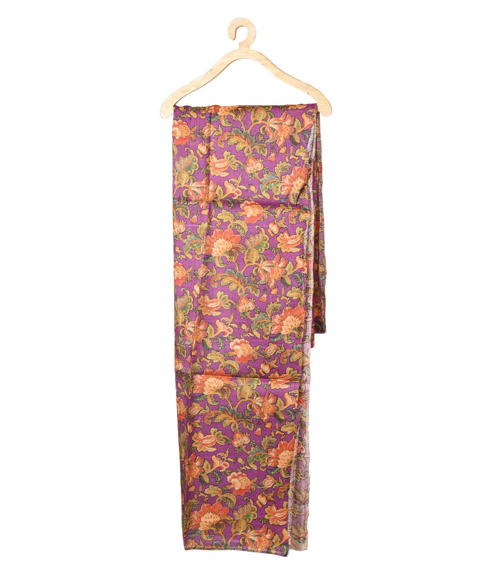 3m Violet handwoven and printed tussar silk kurta material