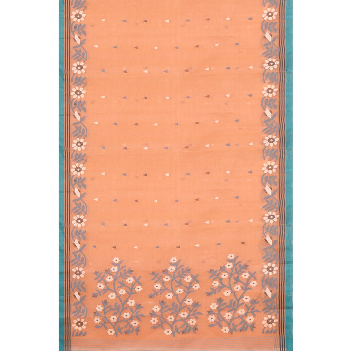 Tantuja cream orange handloom cotton jamdani saree