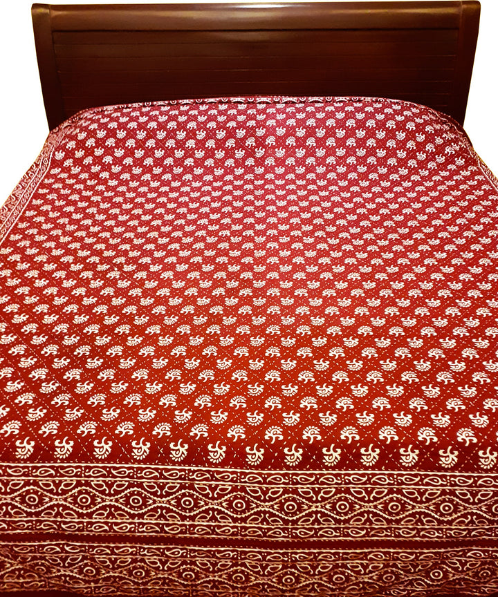 Kantha work double layered cotton bed cover