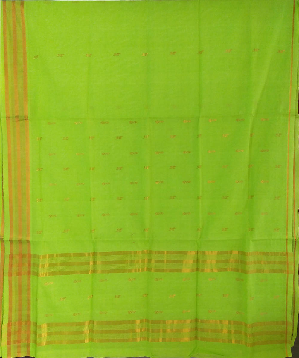 Hand woven light green cotton venkatagiri saree