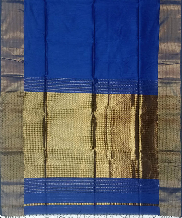 Handloom Maheshwari Royal Blue Cotton Silk Saree