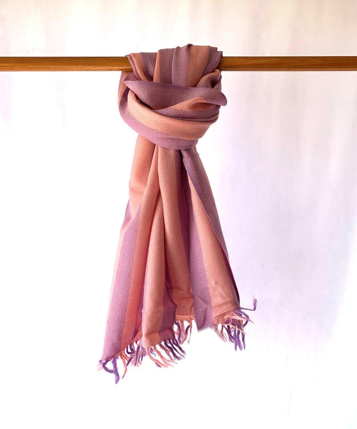 Pastel pink lilac handwoven woolen scarf