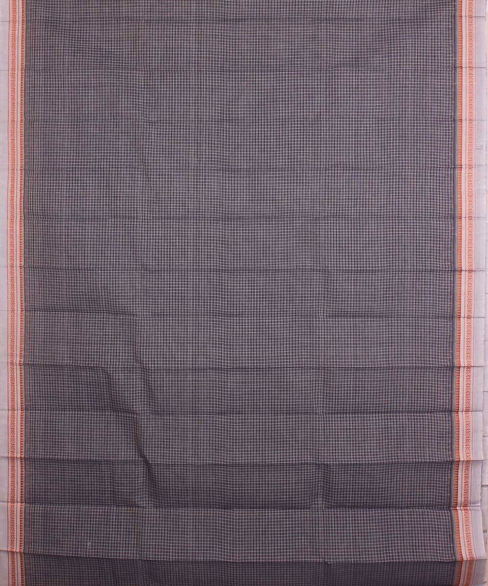 Grey white handwoven cotton narayanapet sari