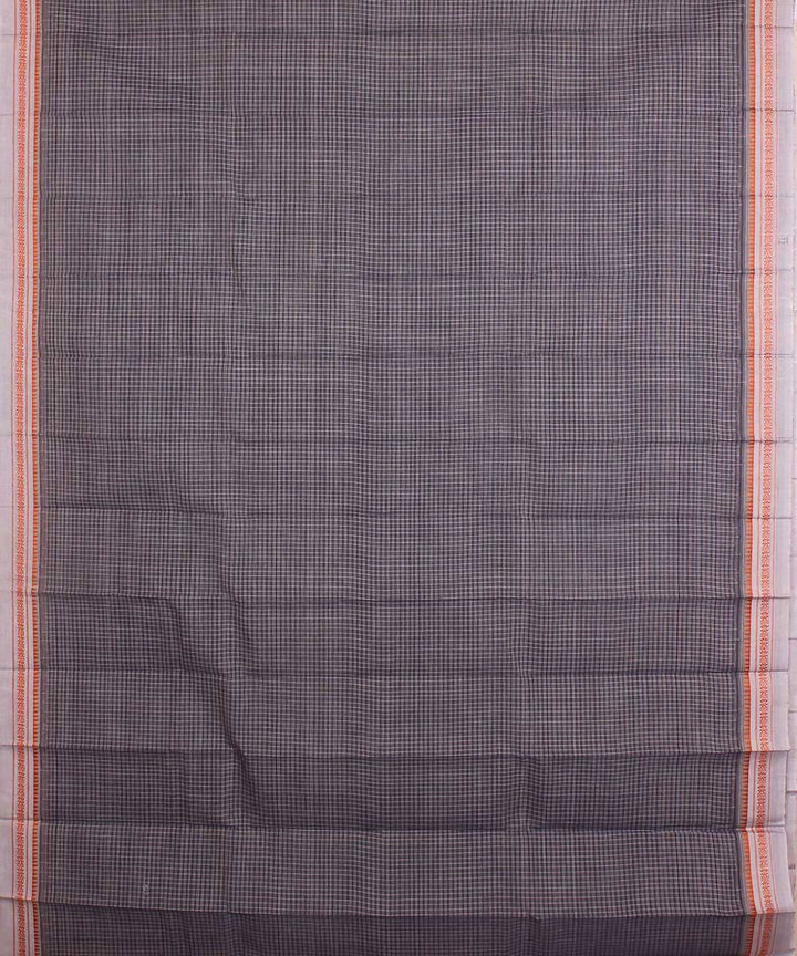 Grey white handwoven cotton narayanapet sari