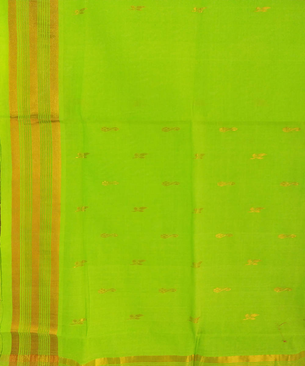 Hand woven light green cotton venkatagiri saree