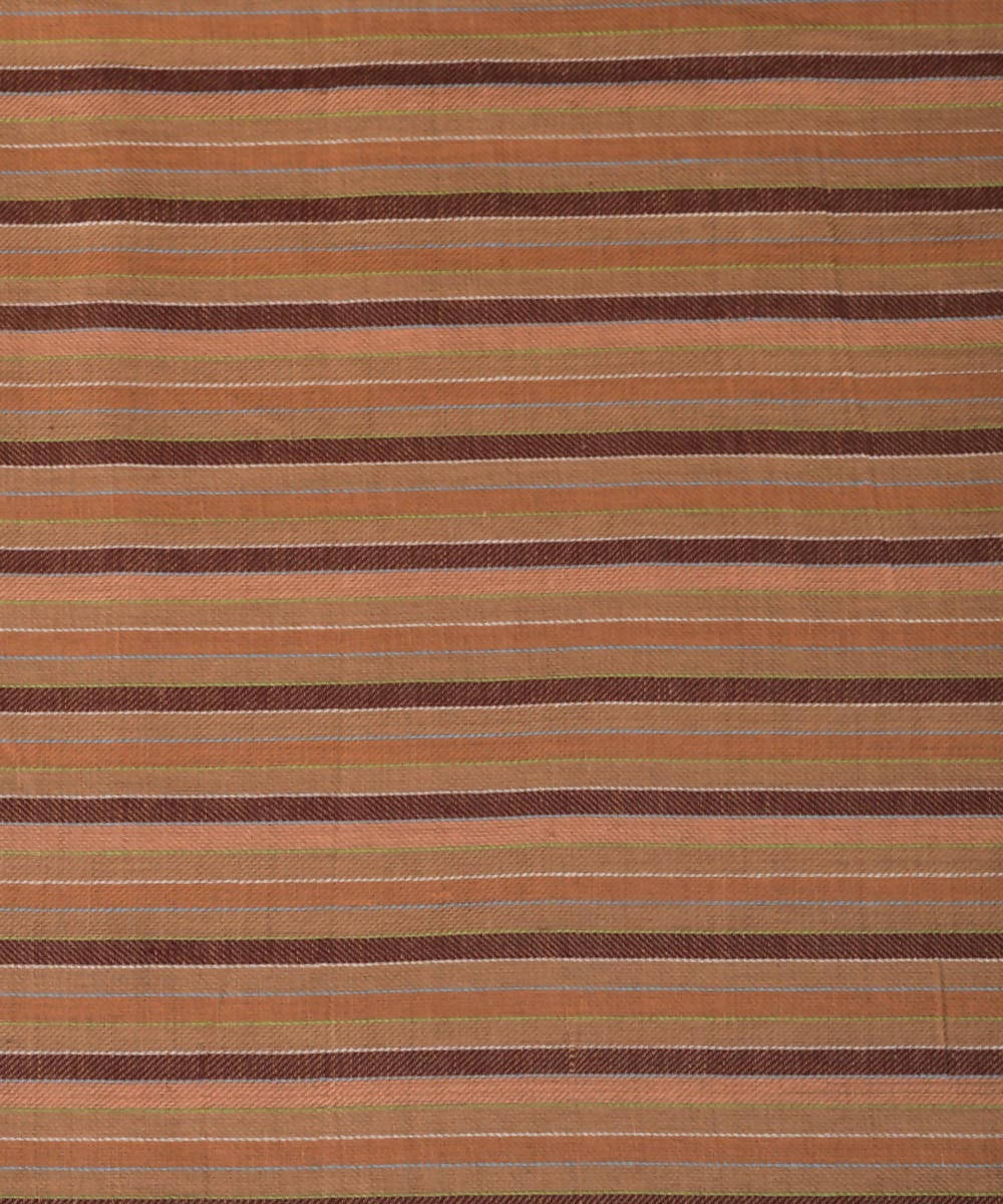 Brown striped handwoven cotton fabric