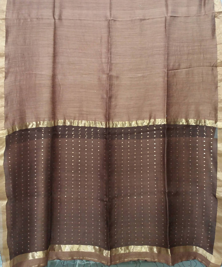 Bengal Light Bronze Handloom Sequin Matka Silk Saree