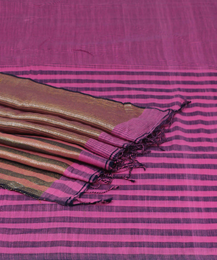 Bengal Handloom Pink Purple Cotton Saree
