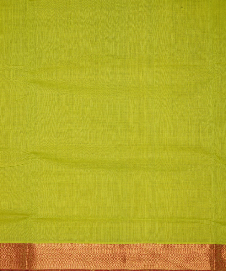 Light green gold border cotton handwoven mangalagiri saree