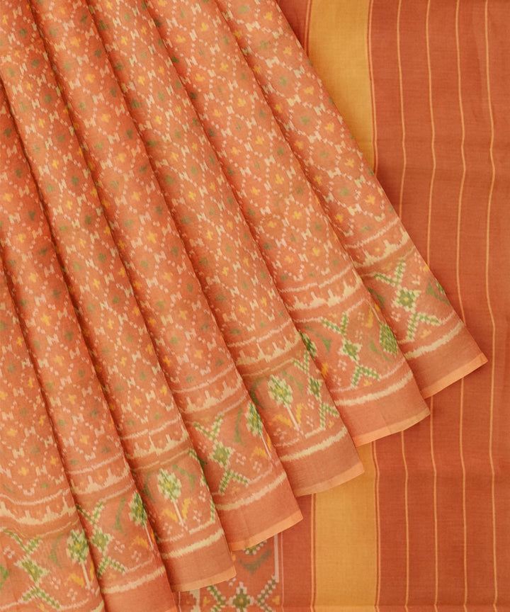 Orange hand woven cotton patola saree
