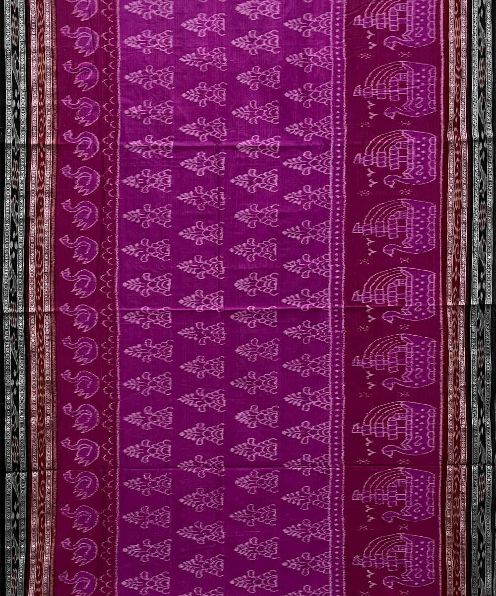 Pink purple cotton handwoven nuapatna saree