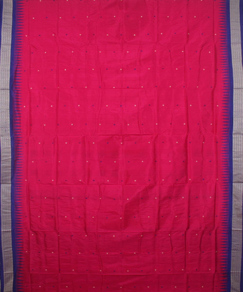 Bomkai Handloom Pink Blue Silk Saree