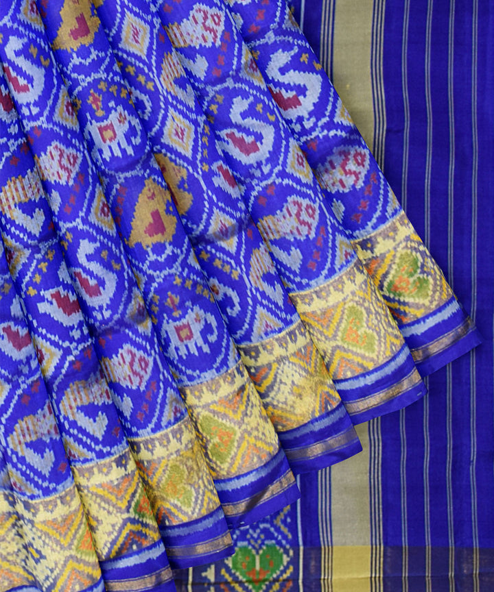 Navy blue silk handwoven patola saree