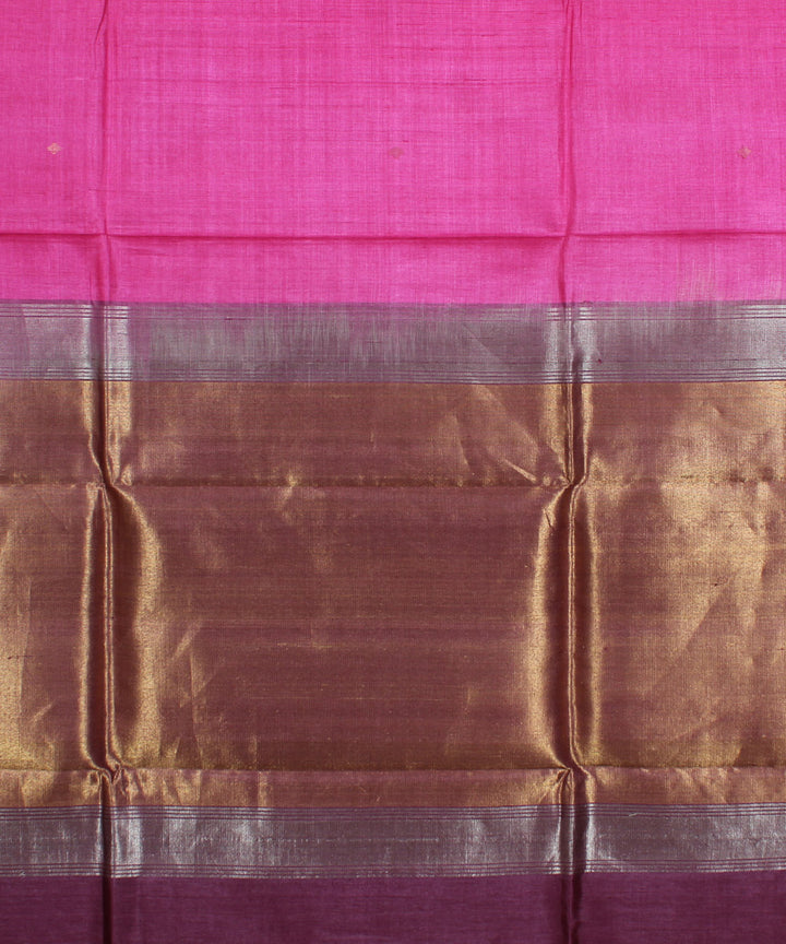 Pink purple hand woven kosa tussar silk saree
