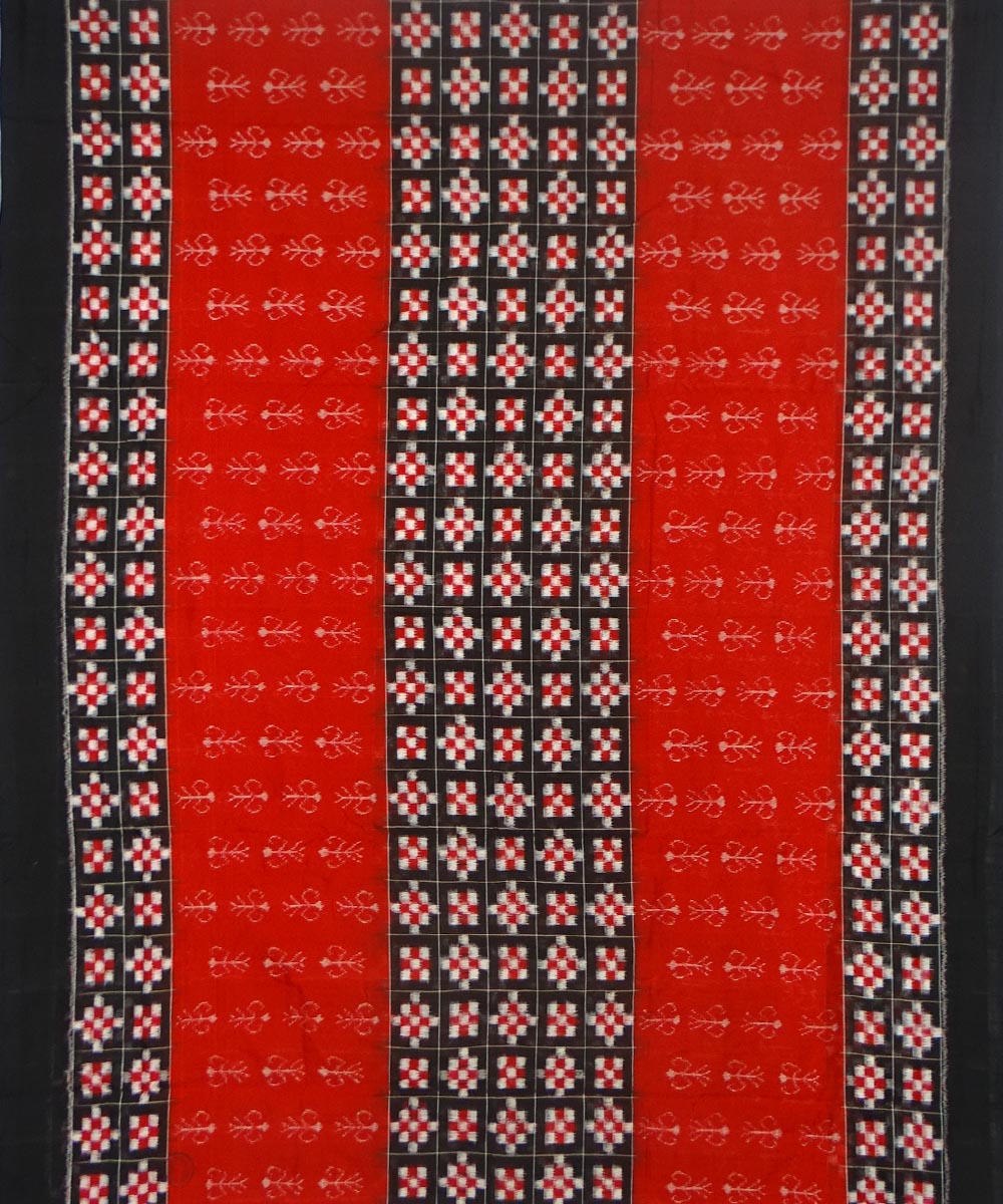 3pc Red black sambalpuri handwoven ikat cotton dress material