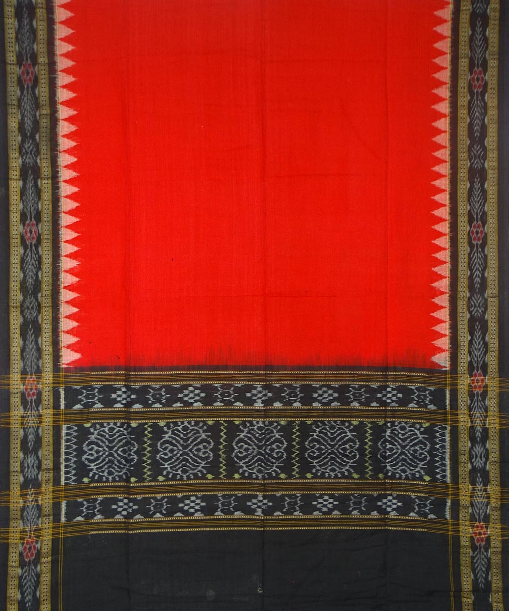 3pc Black red sambalpuri handloom ikat cotton dress material