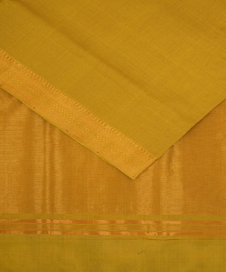 Lime green gold border cotton handwoven mangalagiri saree