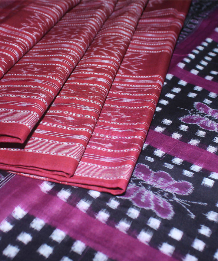Magenta Sambalpuri Cotton Ikat Handloom Saree