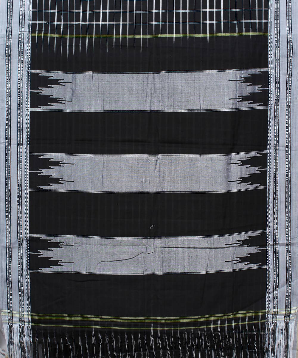 black grey checks handwoven gomi teni border ilkal kacche saree