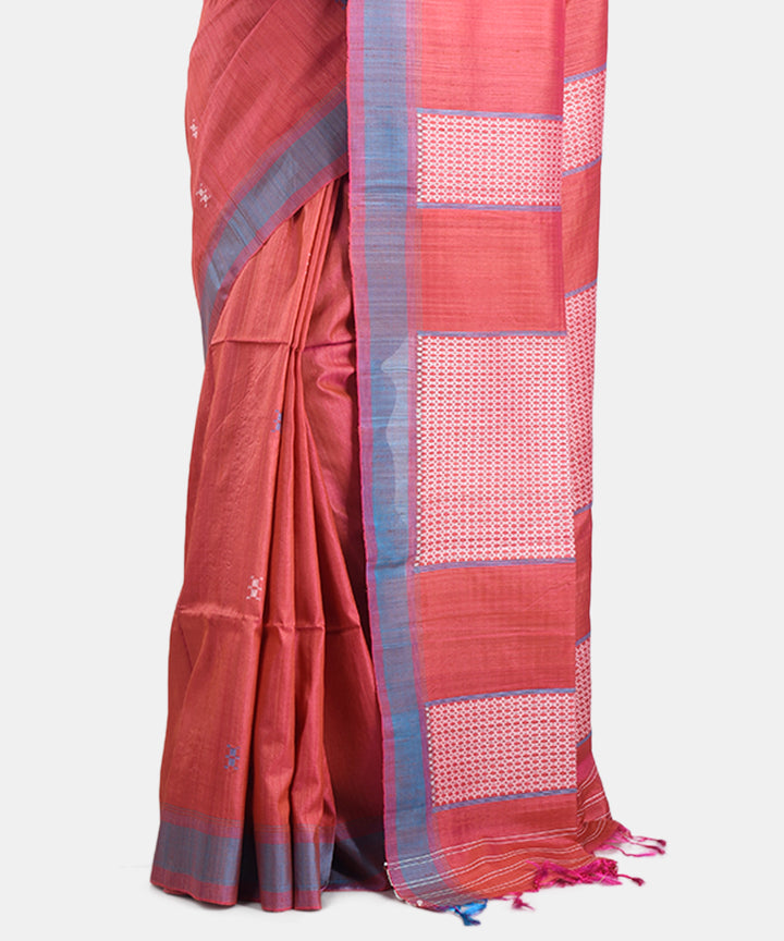 Red handwoven tussar silk saree