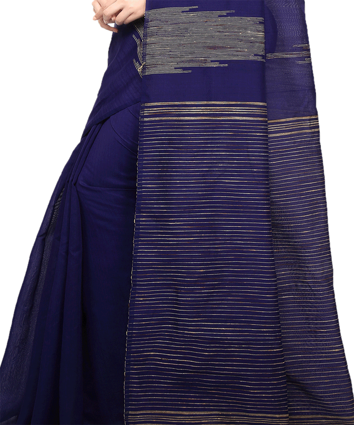 Dark Blue Bengal Handwoven Saree