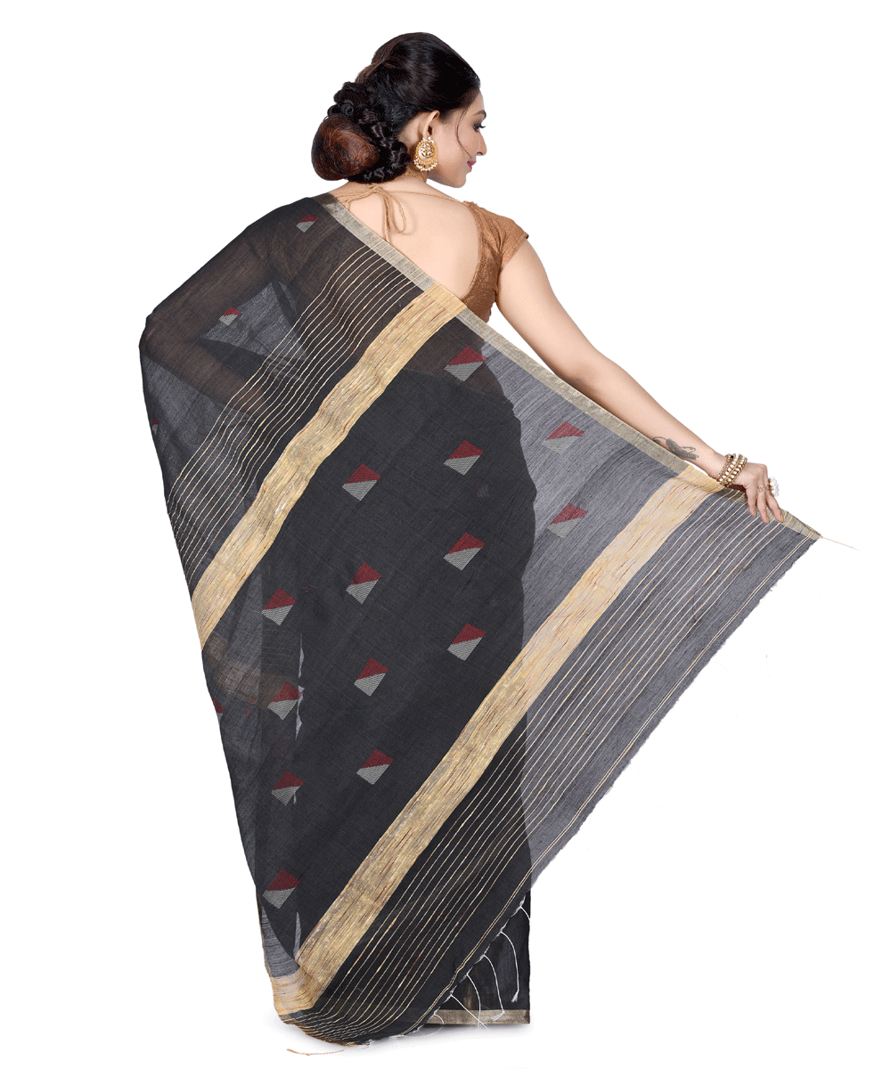 Bengal Cotton Black Handwoven Saree