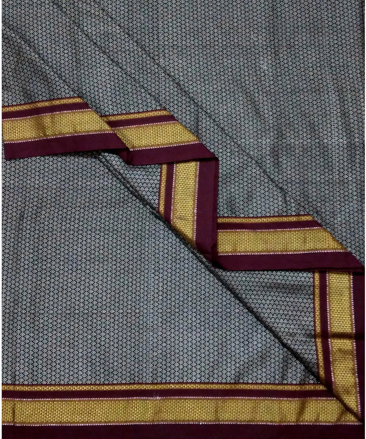 Grey handwoven cotton art silk khun fabric