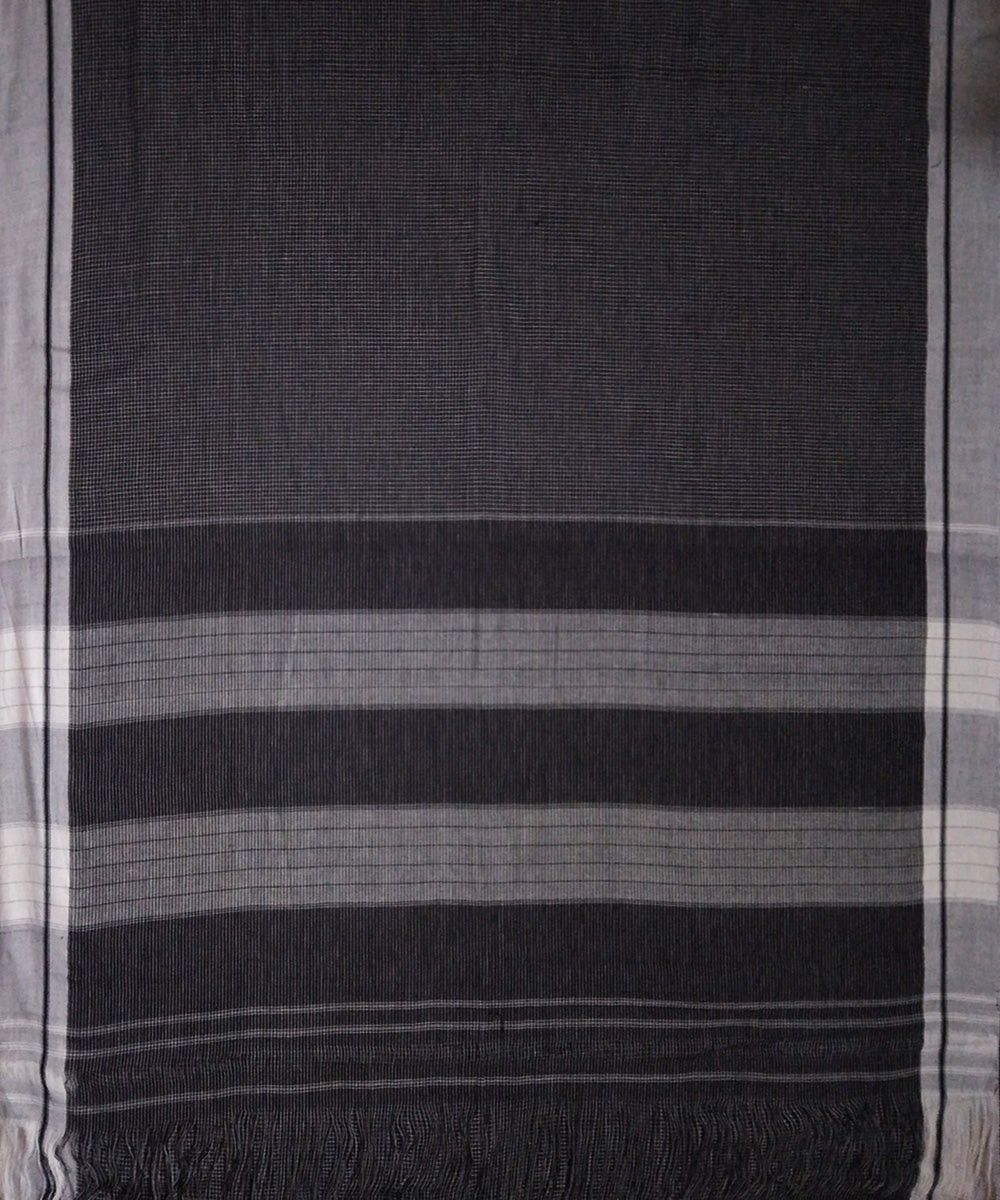 Black checks grey border handwoven cotton patteda anchu saree