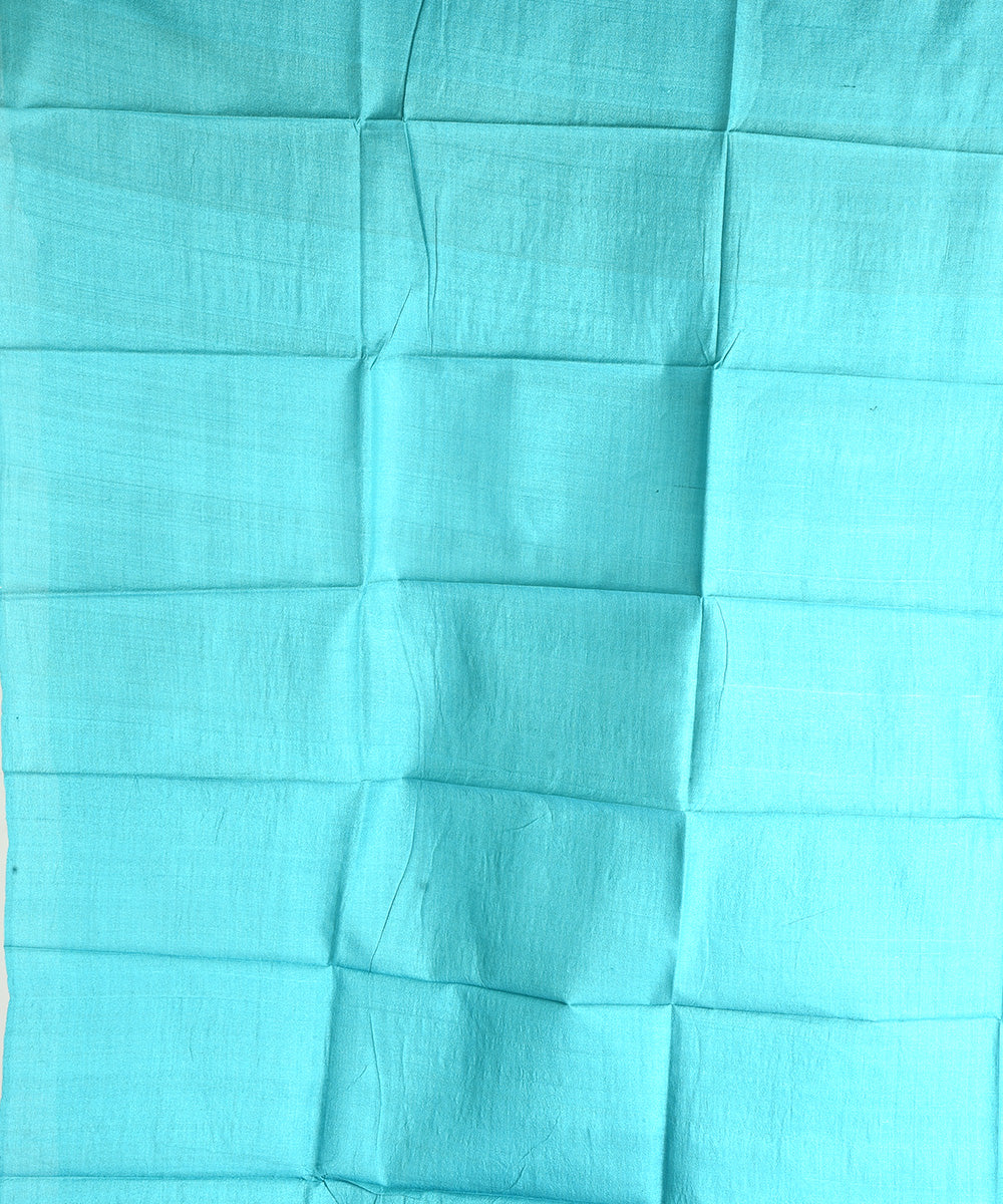 2pc Blue beige hand block print tussar silk dress material