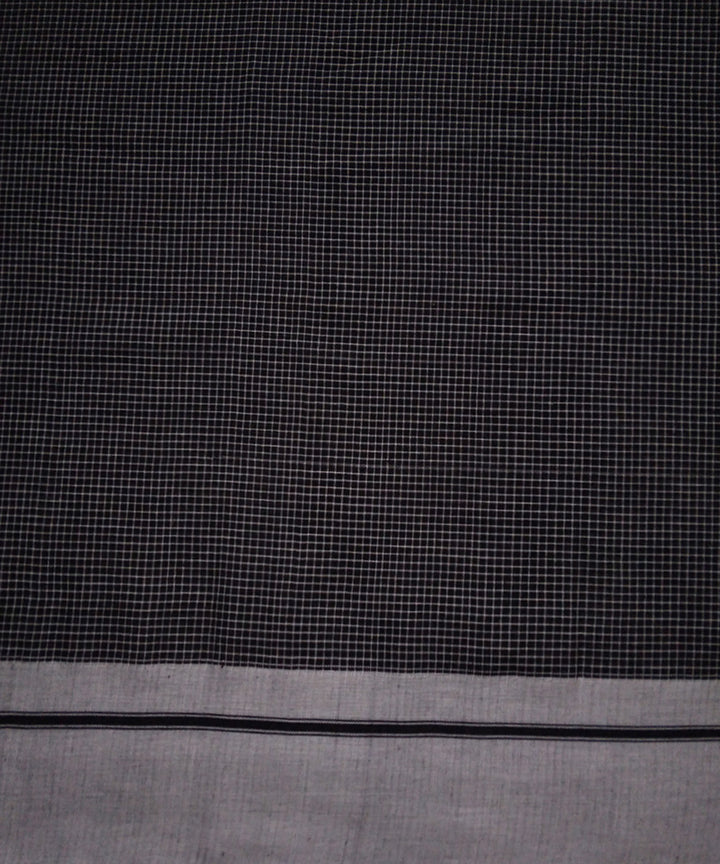 Black checks grey border handwoven cotton patteda anchu saree
