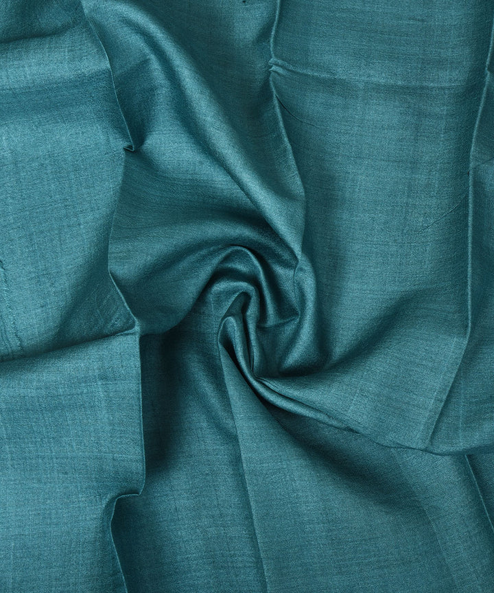 3m Cyan green handwoven and printed tussar silk kurta material