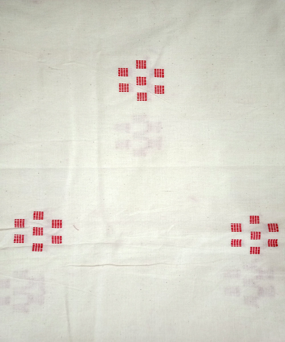 White red handwoven extra weft cotton fabric