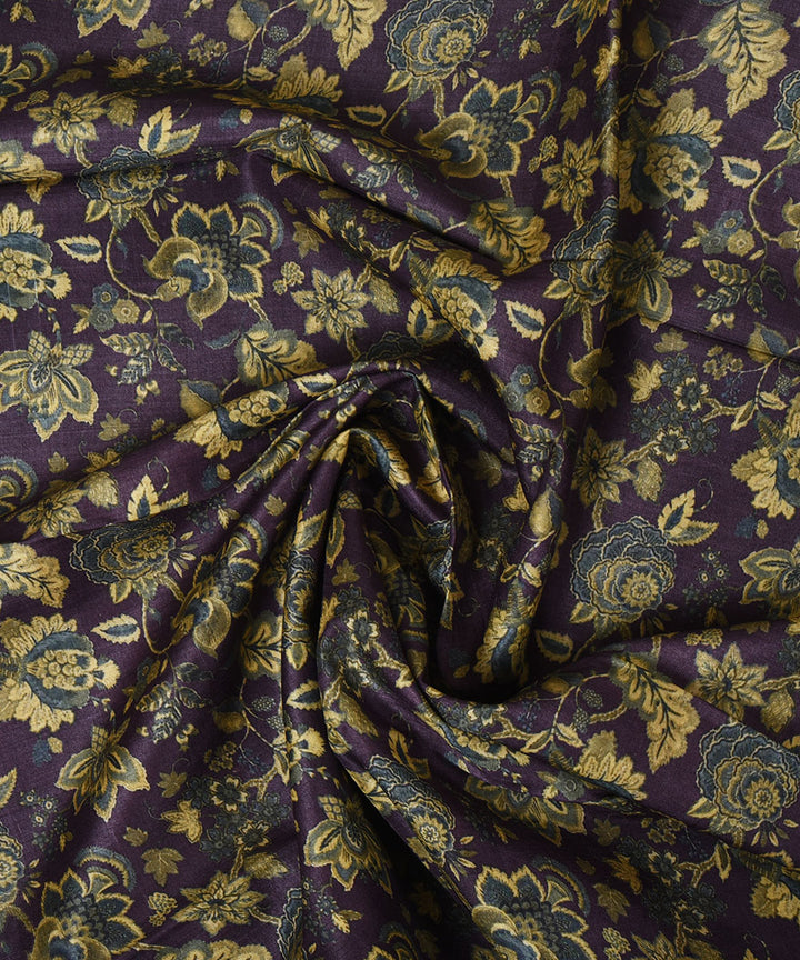 3m Purple handwoven and printed tussar silk kurta material