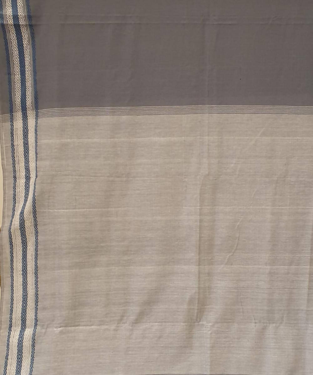 Dark grey handwoven bodo motif cotton assam saree
