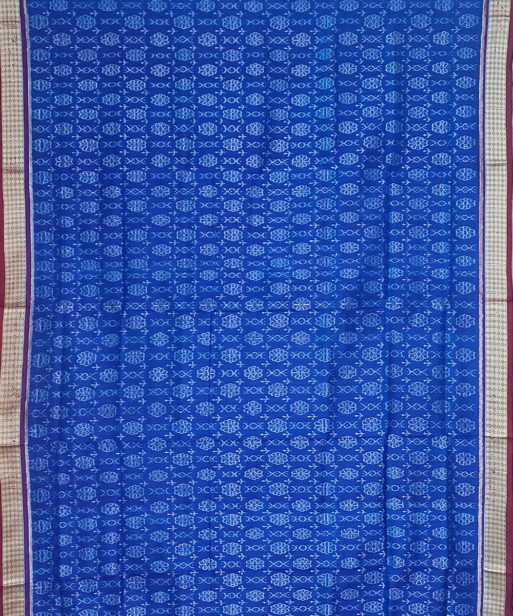 Navy blue maroon silk handloom sambalpuri saree