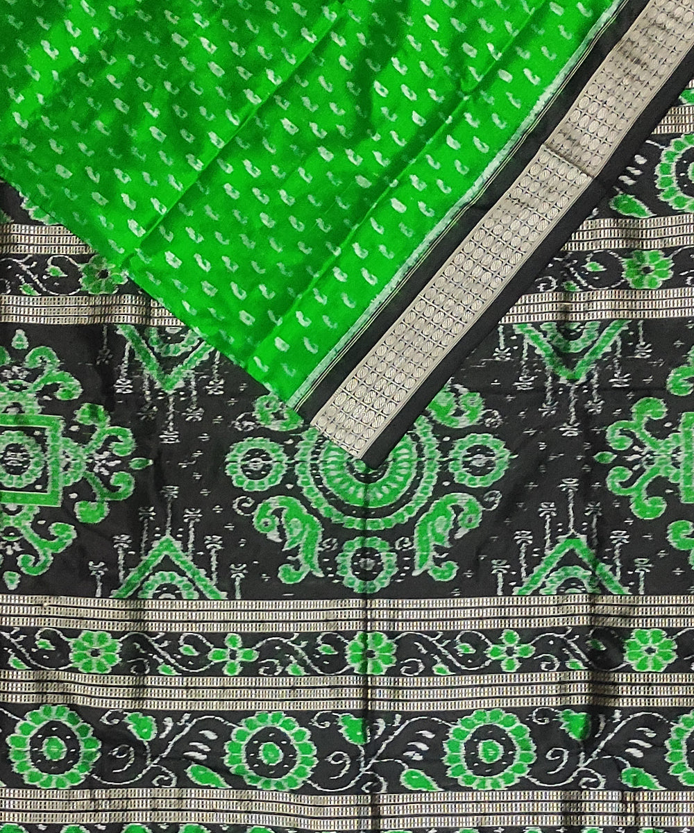 Light green black silk handloom sambalpuri saree