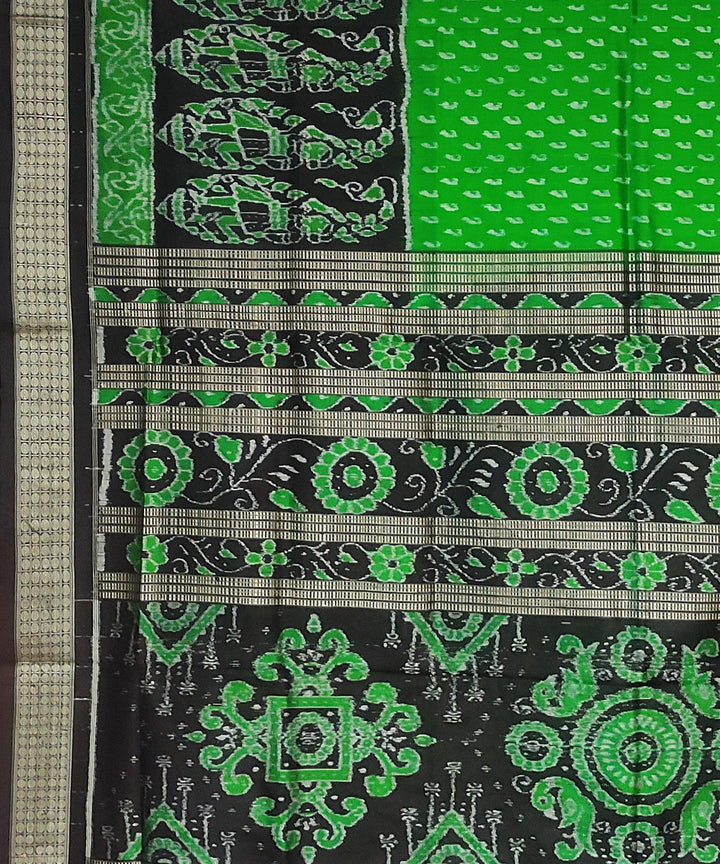 Light green black silk handloom sambalpuri saree