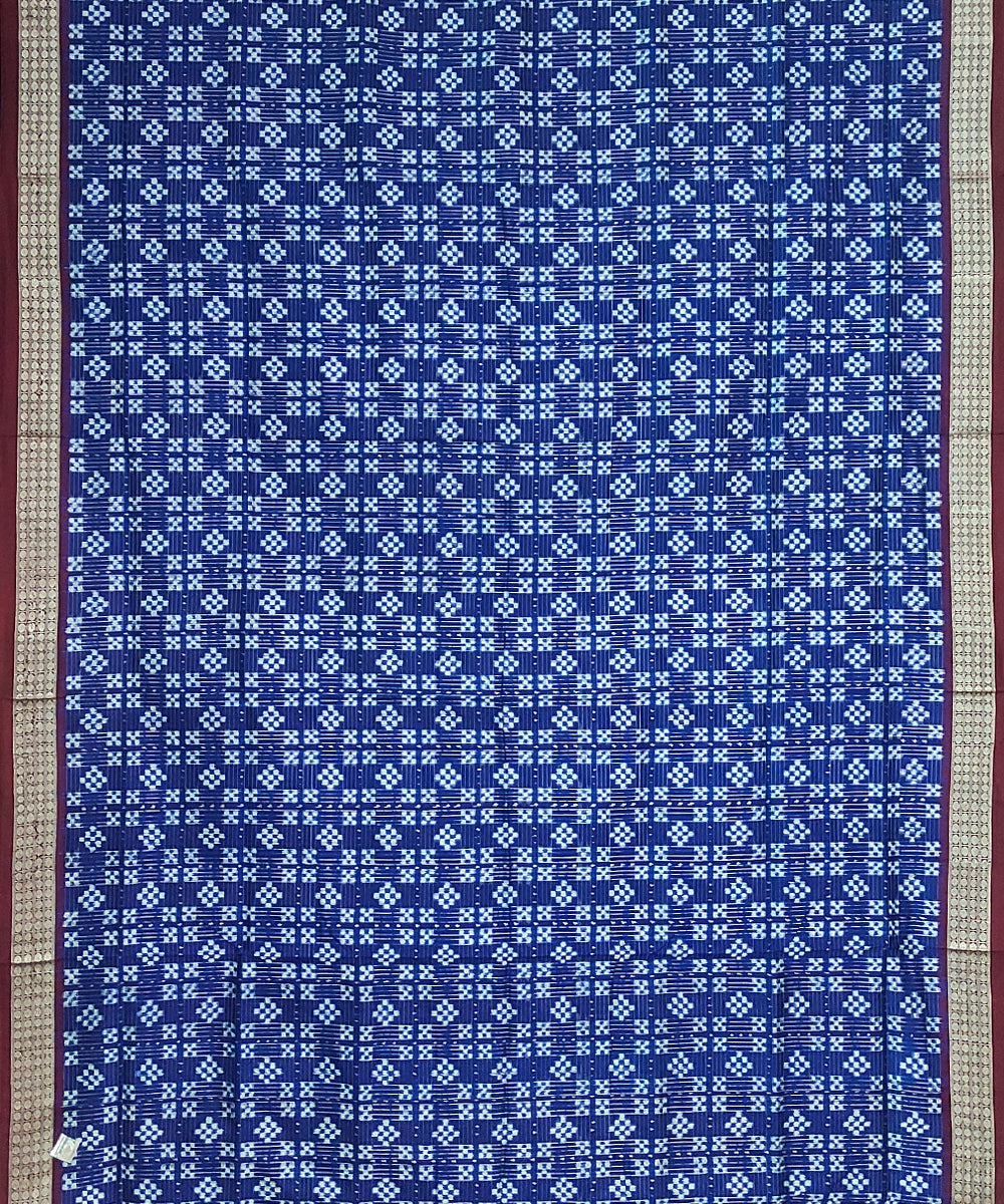 Navy blue maroon handloom silk sambalpuri saree