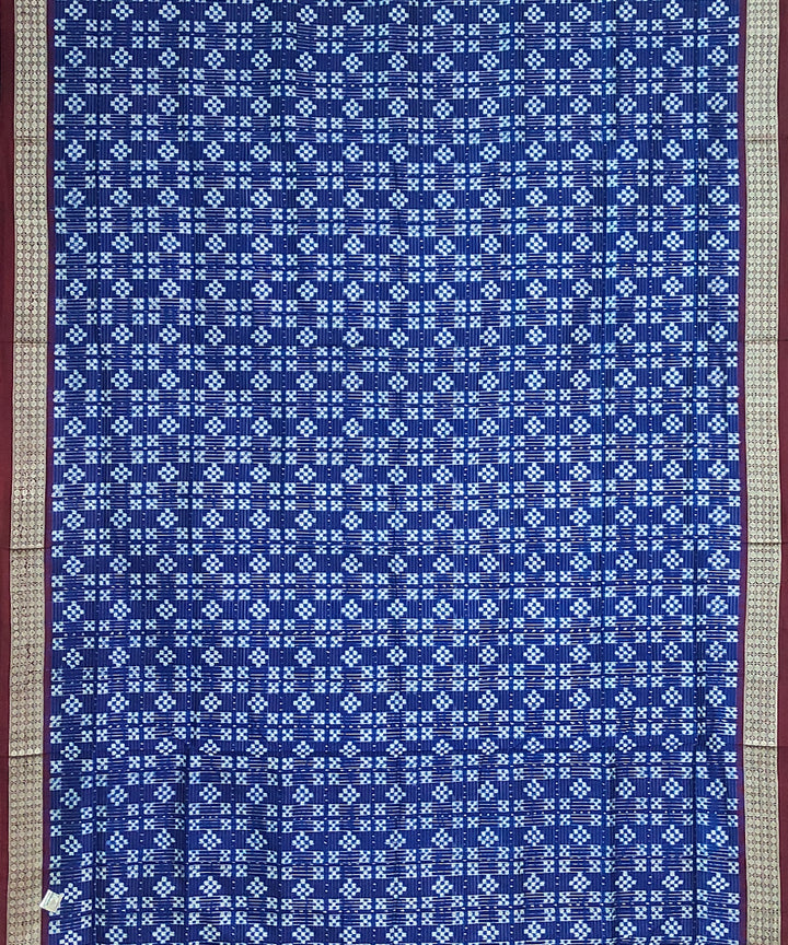 Navy blue maroon handloom silk sambalpuri saree