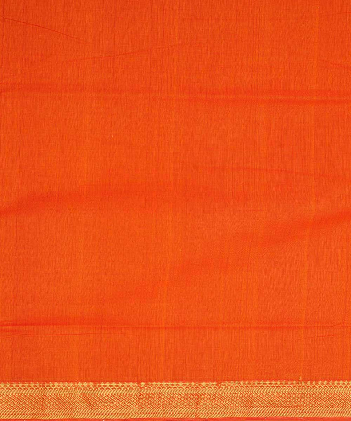 Orange gold border cotton handwoven mangalagiri saree