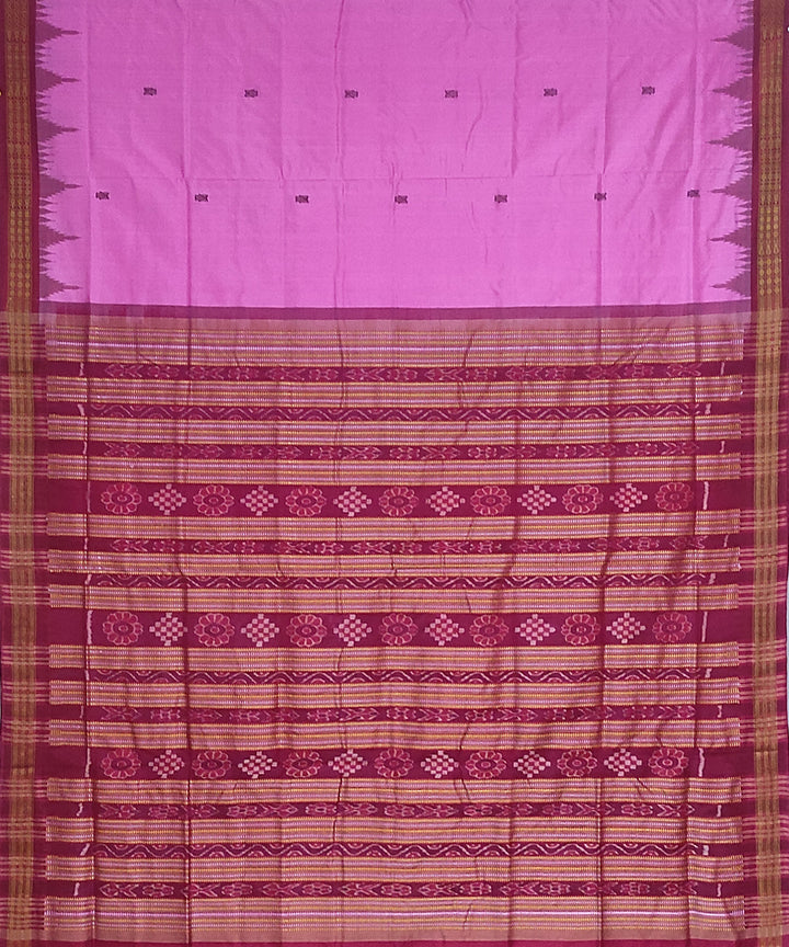 Light pink maroon silk handloom bomkai saree