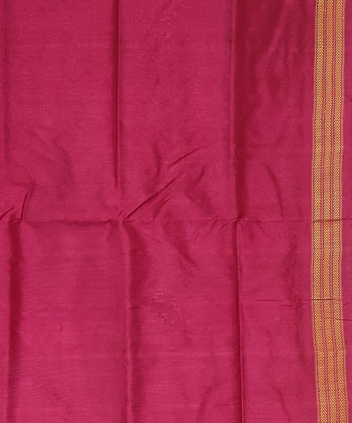Light pink maroon silk handloom bomkai saree