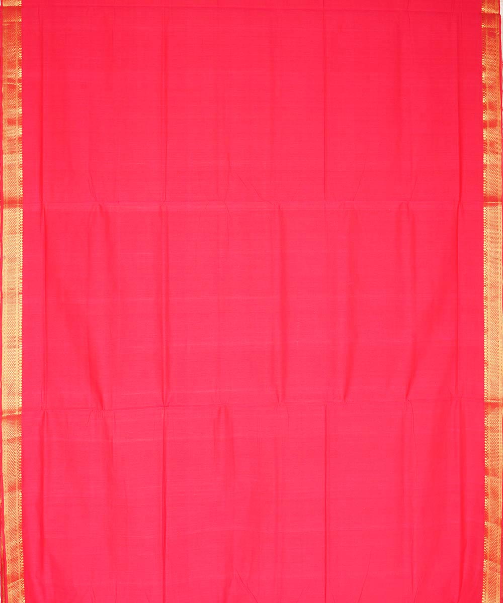 Pink gold border cotton handwoven mangalagiri saree