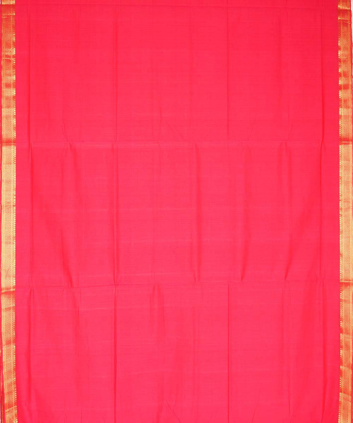 Pink gold border cotton handwoven mangalagiri saree