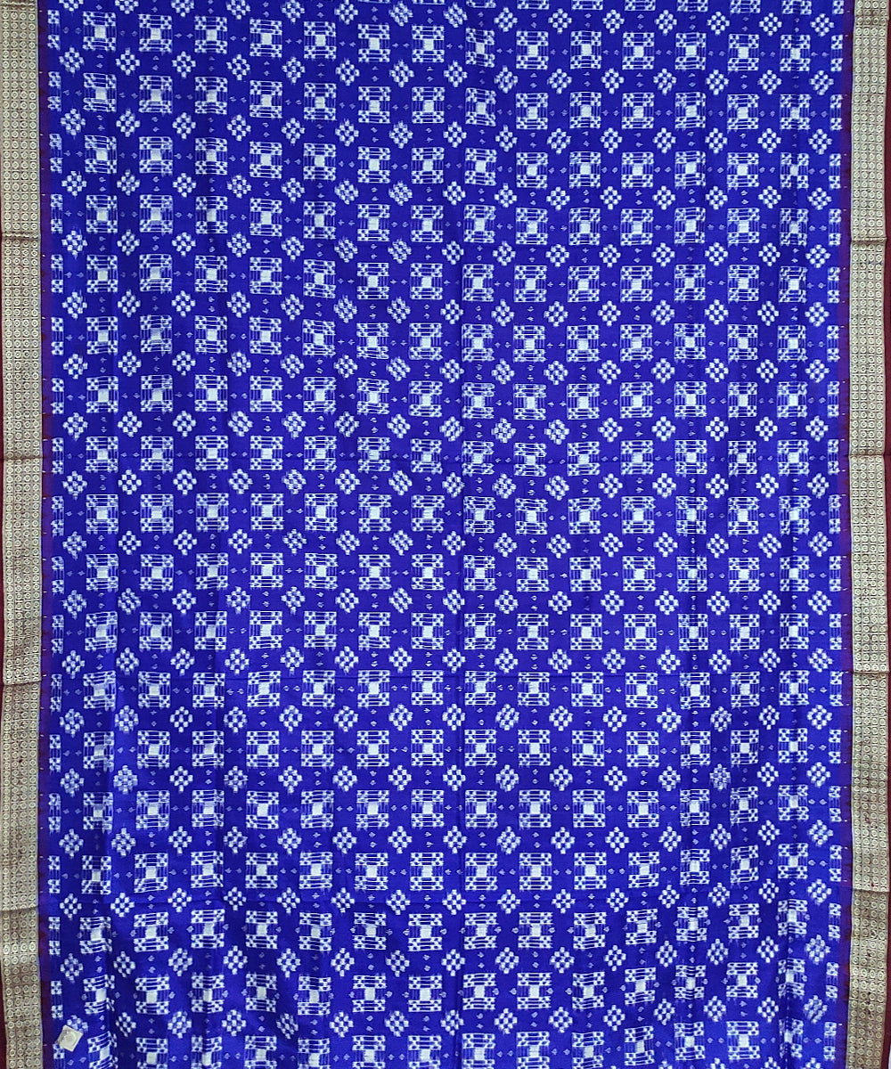 Navy blue maroon silk handwoven sambalpuri saree