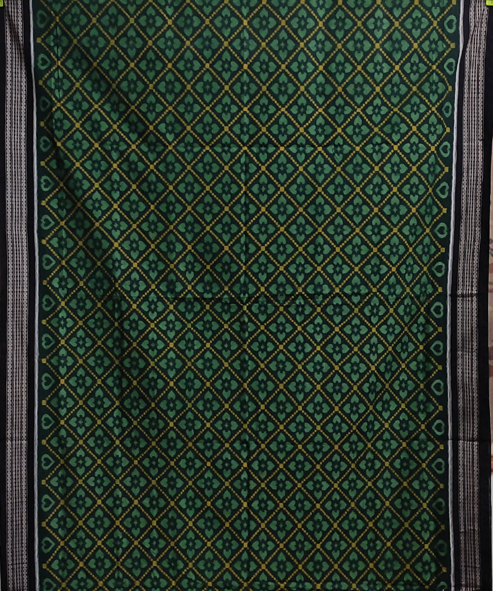 Dark green black cotton handwoven sambalpuri saree