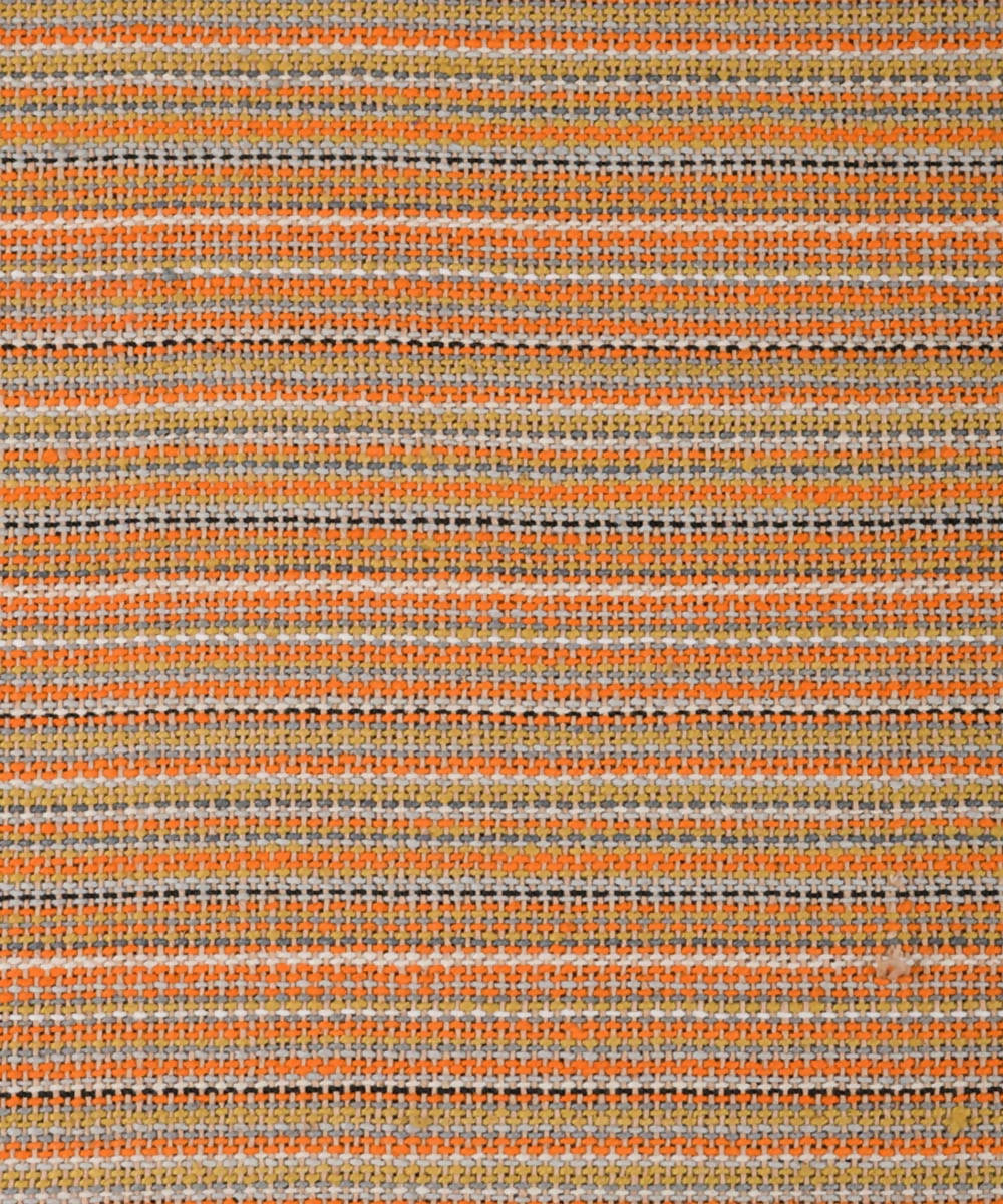 Orange handwoven cotton striped upholstery fabric