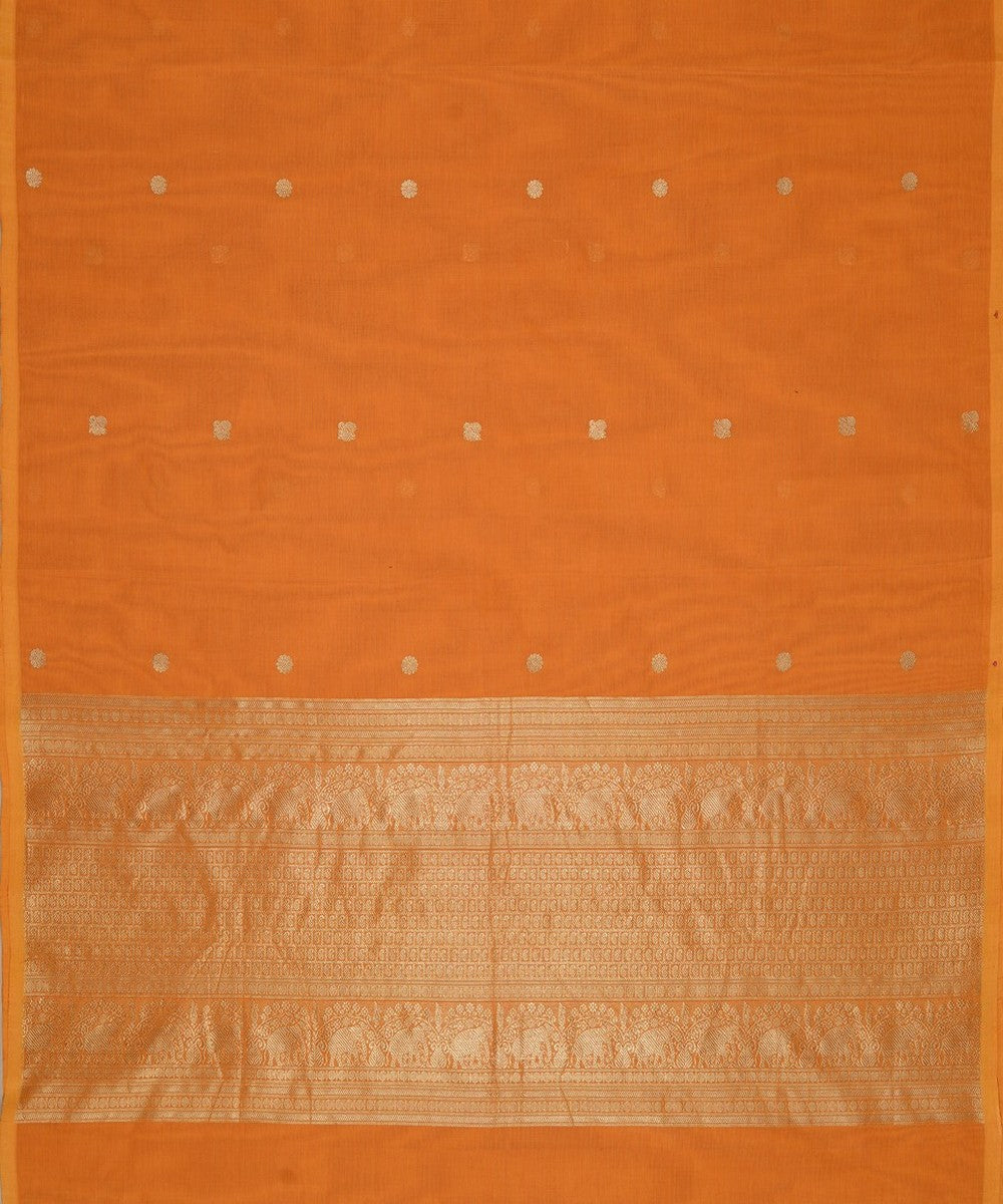 Yellow zari handwoven cotton kanchi saree