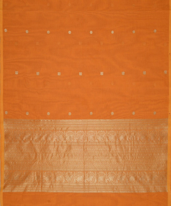 Yellow zari handwoven cotton kanchi saree